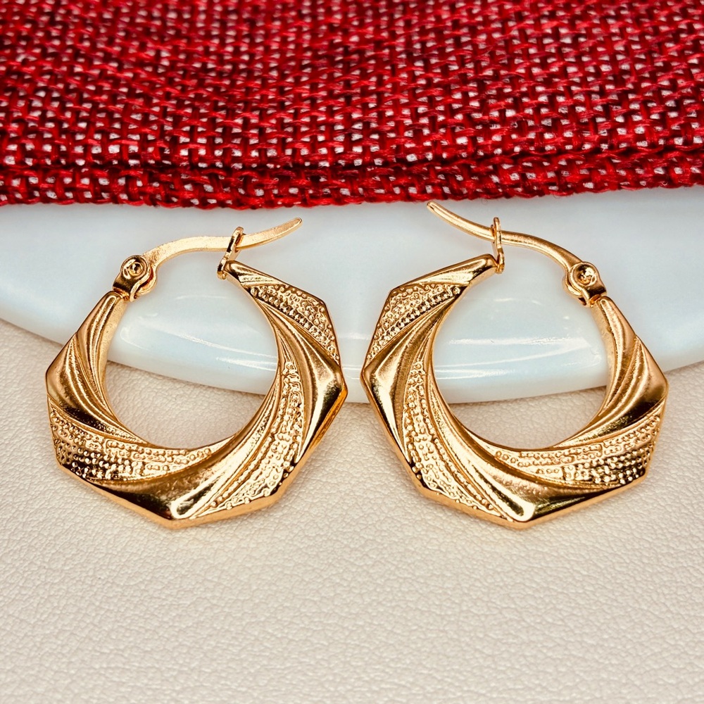 Minimalist Gold Textured Hoop Earrings